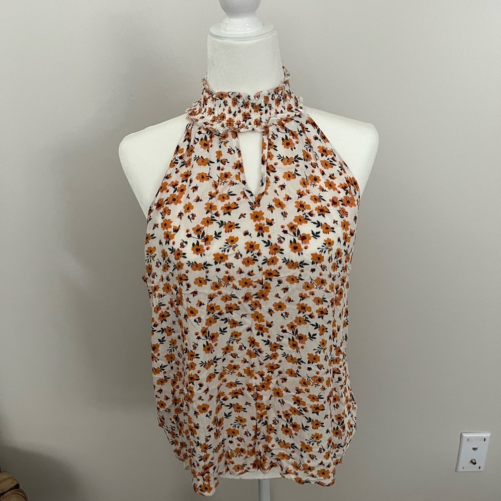 ✨2/$20 | NWT Francesca's Collections Orange Floral Halter Blouse